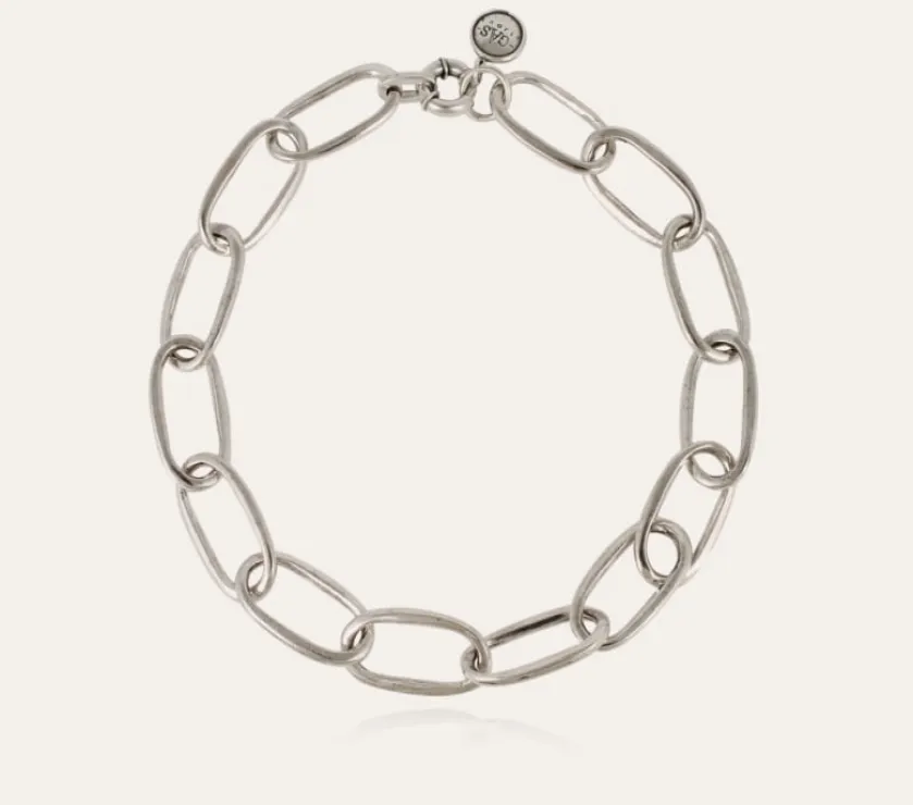 Gas Bijoux Maille Oval Silver Plated Necklace Large