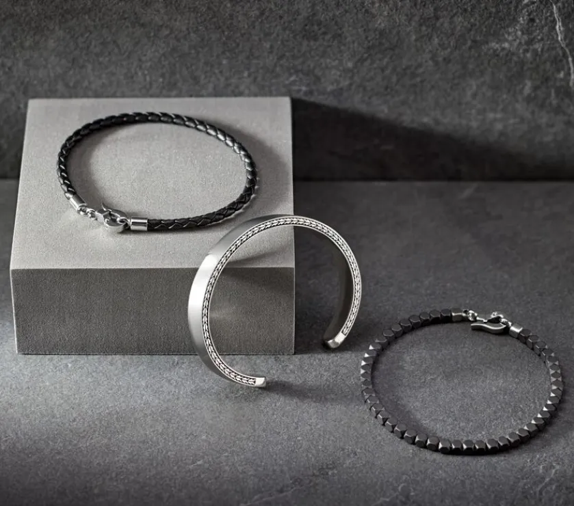 Men's High Polished Cuff Bracelet in Sterling Silver