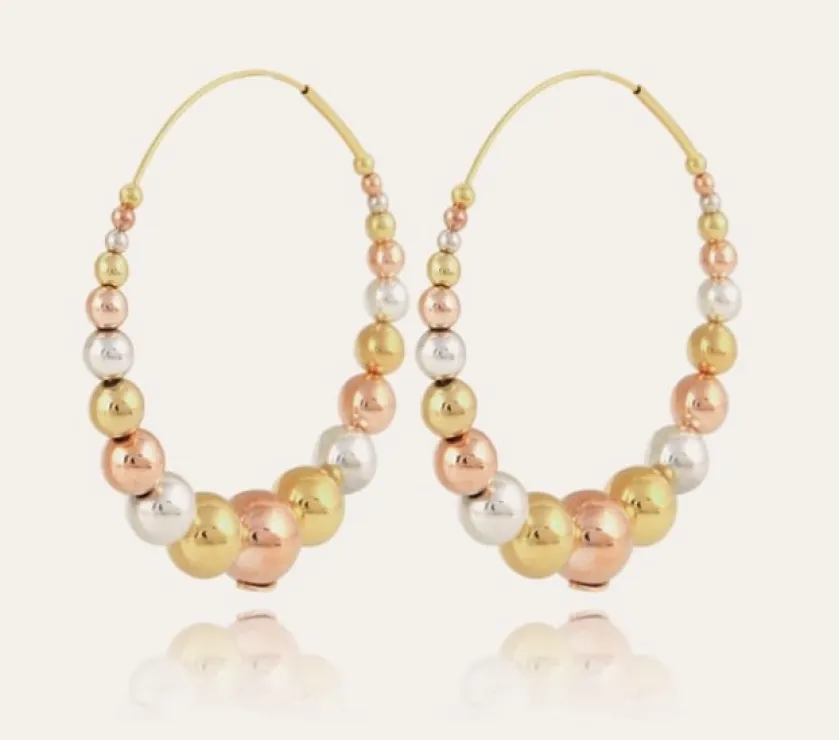 Gas Bijoux Multiperla Hoop Gold Plated Earrings Bicolor