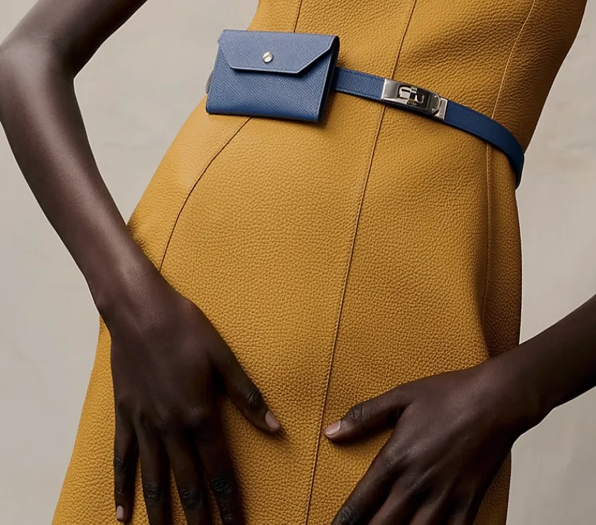 Hermes Kelly Pocket Bleu Tie 18 Belt