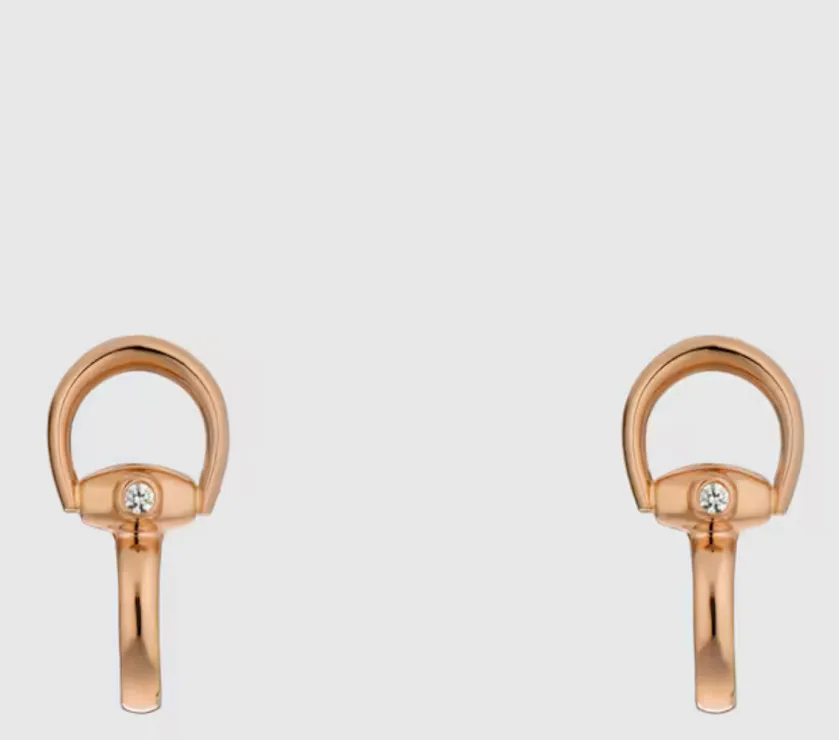 Gucci Horsebit 18k Rose Gold diamond Stud Earrings