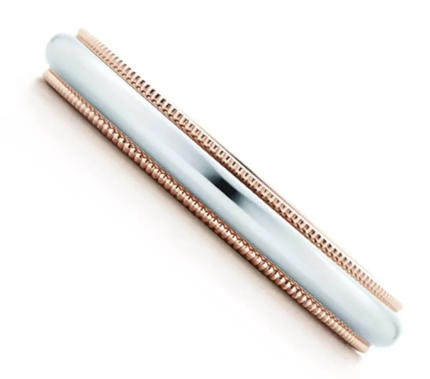 Tiffany Together Milgrain 35360905 Band Ring Platinum & Pink Gold