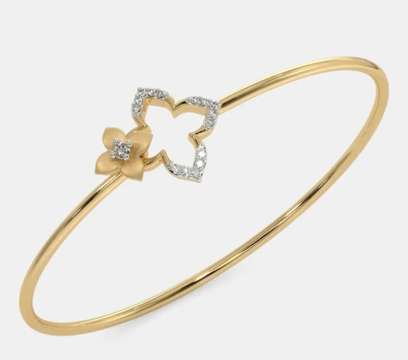 The Flora Diamond Bangle in 18K Yellow Gold India