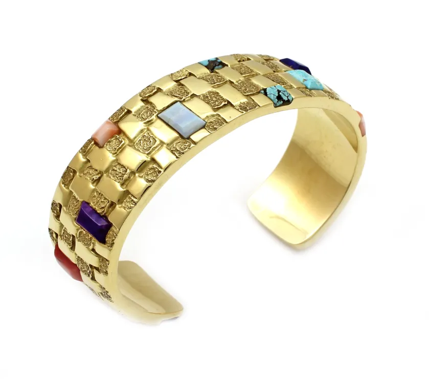 Ben Night Horse Basketweave Bracelet 18K Gold