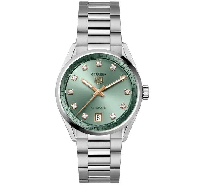 TAG Heuer Carrera Green Dial Diamond Steel WBN2317 Automatic Watch