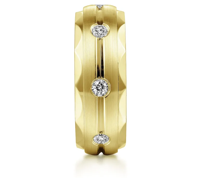 Magnus 14K Yellow Gold Diamond Men's Wedding Ring in Satin Finish