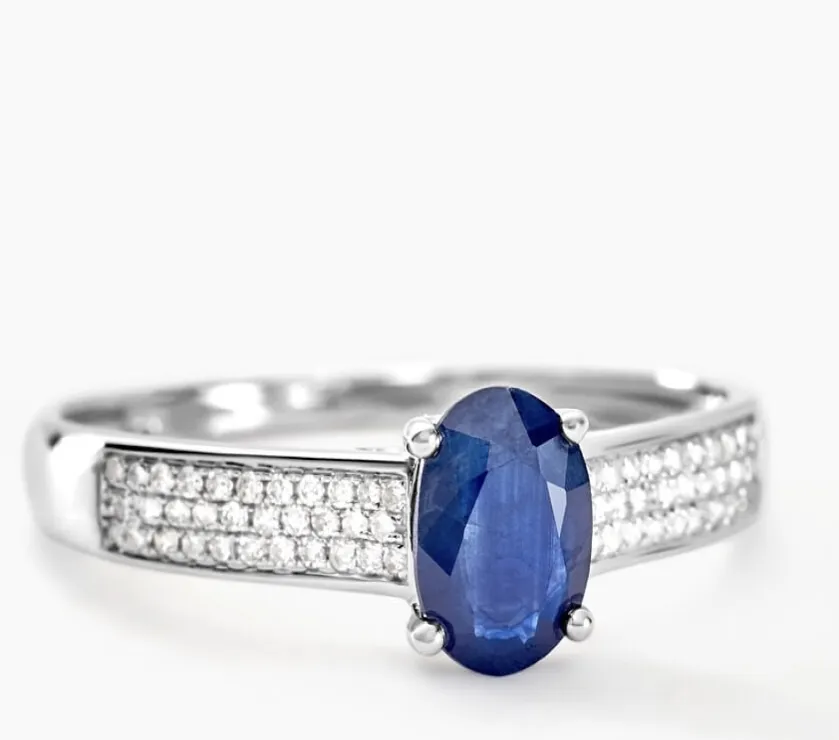 Bague Crista Or Blanc Saphir Et Diamant 9ct