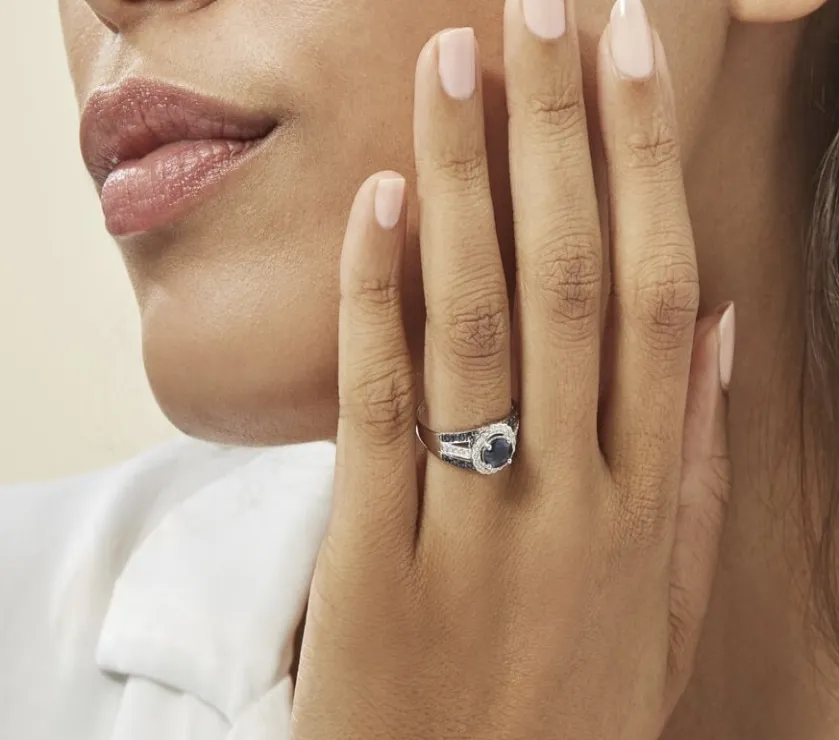 Bague Taliya Or Blanc Saphir Diamant 9ct