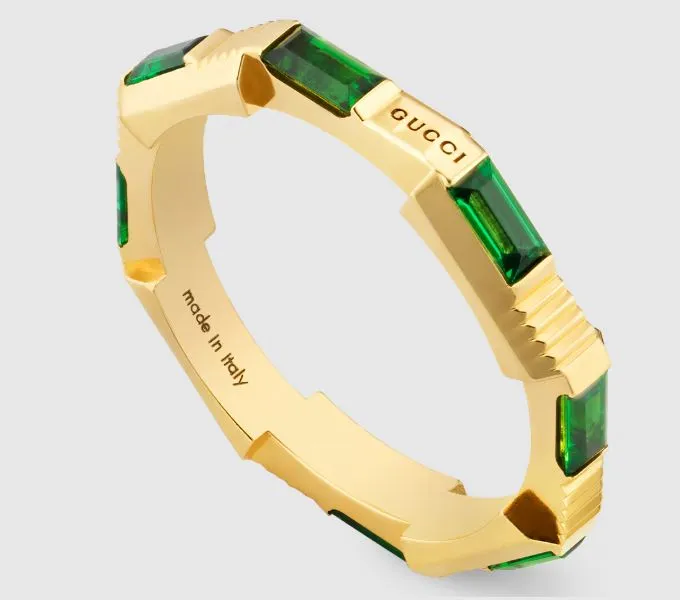 Gucci Link to Love Tourmaline 18k Yellow Gold Band Ring