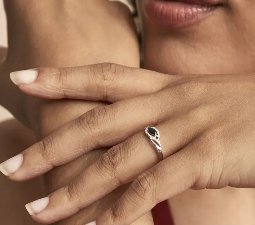 Bague Syriana Or Blanc Saphir Et Diamant 9ct