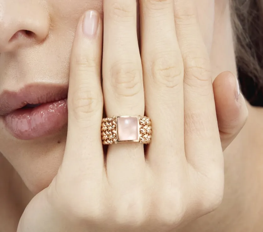 Anello in argento dorato rosa con quarzo Chicco Misura 14-21