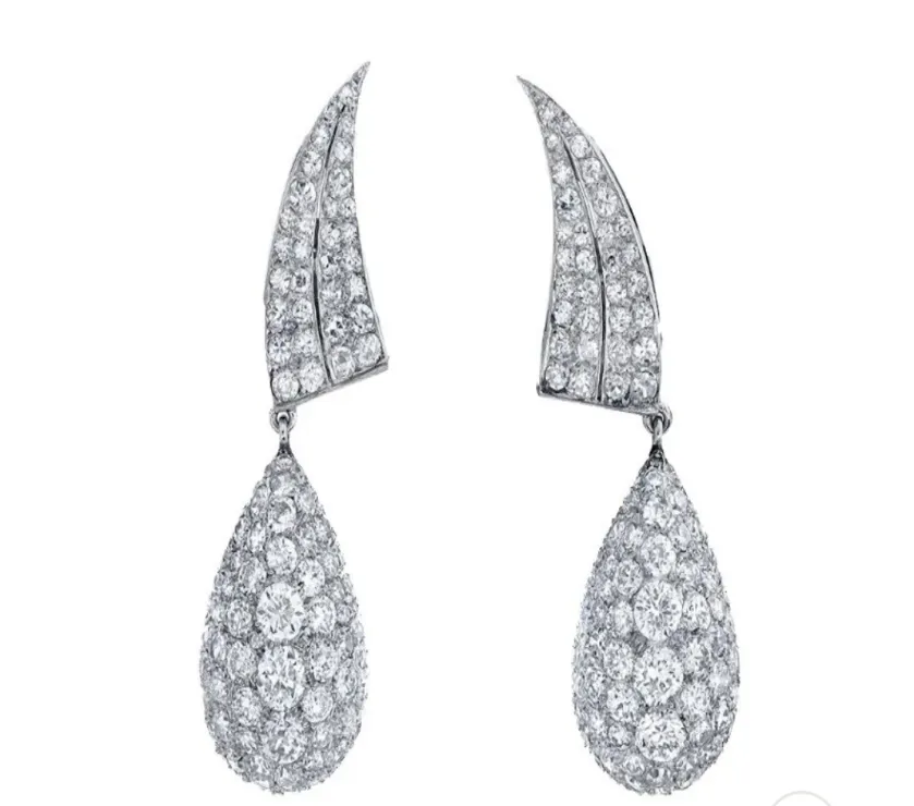 French Art Deco Diamond Earrings Handmade
