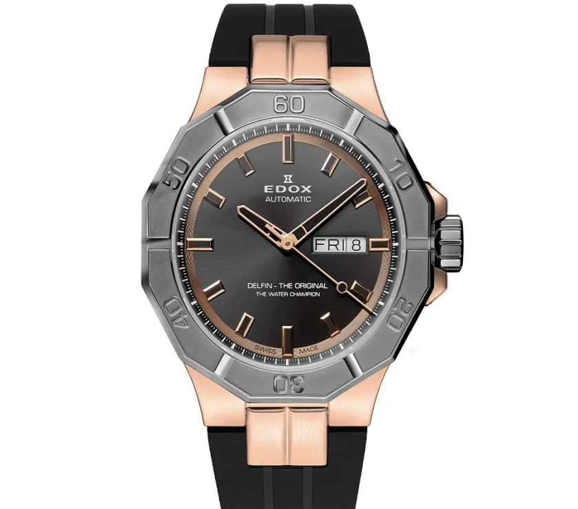 EDOX DELFIN THE ORIGINAL DAY-DATE ROSE / BLACKAUTOMATIC