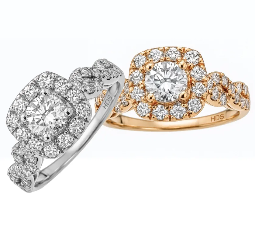 Halzbeg 0.50ctw Round Diamond Halo Swirl Engagement Ring HDS