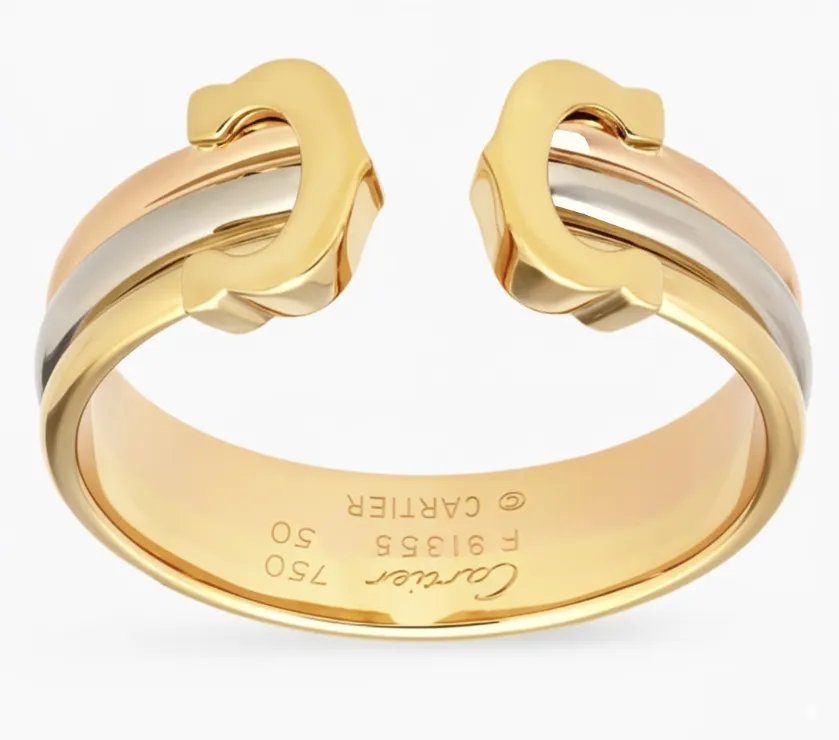 Cartier Double C Band Tri-Tone 18K Authentic