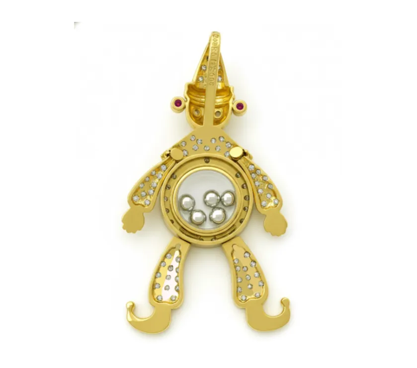 Design By Chopard Clown 1 Carat Diamond Pendant in K18 Yellow Gold