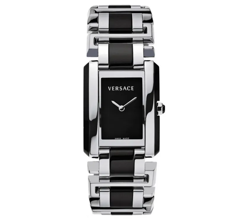 Versace Black Stainless Steel Ceramic Era 70Q Montre Pour Femme 25 mm