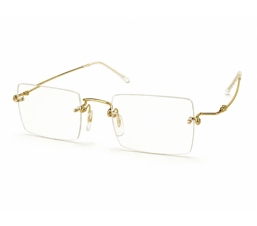Masunaga MP-631 Rimless Eyeglasses in 18K Solid Gold