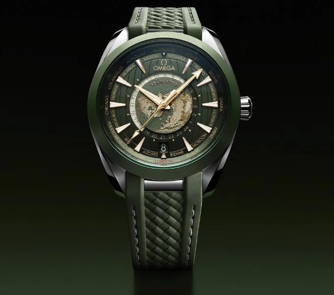 Omega Seamaster Aqua Terra 150M Co-Axial Master Chronometer GMT Worldtimer Green Dial
