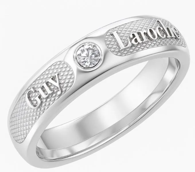 Guy Laroche Paris Icon Classic One Diamond Band in Platinum